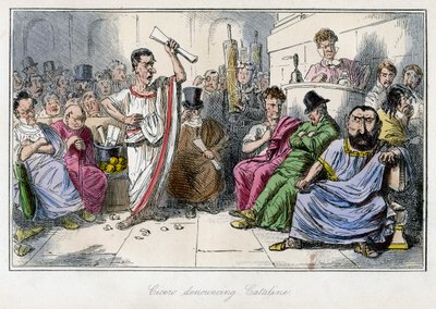 Cicerón denunciando a Catilina, 1850s de John Leech