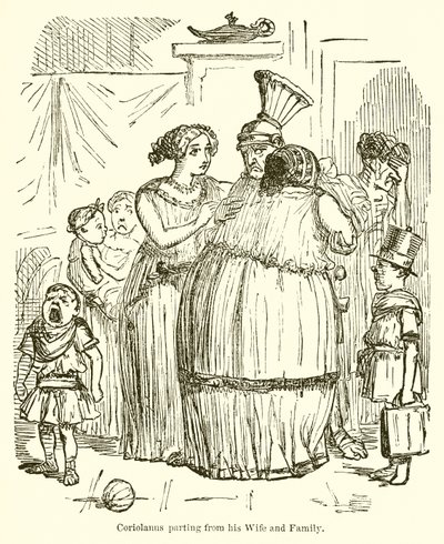 Coriolano despidiéndose de su esposa y familia de John Leech