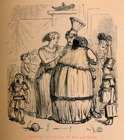 Coriolano despidiéndose de su Esposa y Familia, 1852 de John Leech