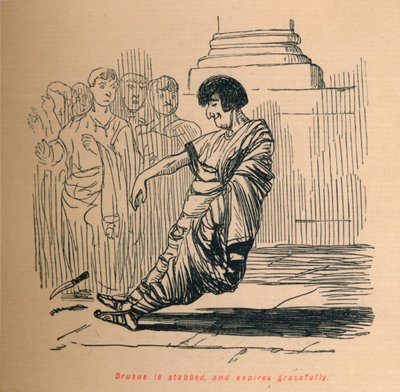 Druso es apuñalado y expira graciosamente, 1852 de John Leech