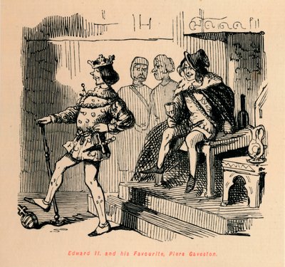 Eduardo II y su favorito, Piers Gaveston, c. 1860 de John Leech