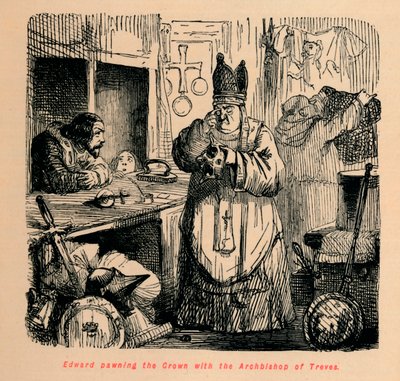 Eduardo empeñando la corona con el arzobispo de Tréveris de John Leech