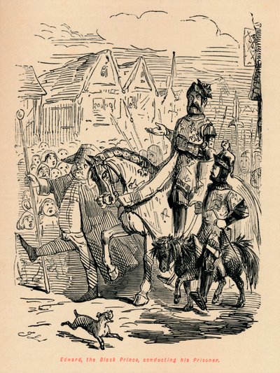 Eduardo el Príncipe Negro, conduciendo a su prisionero, c1860 de John Leech