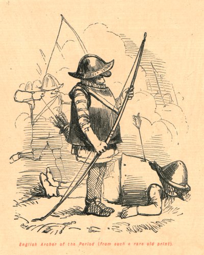 Arquero inglés del período de una impresión antigua rara, 1897 de John Leech