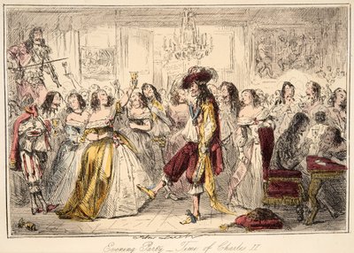 Fiesta vespertina - Época de Carlos II, de The Comic History of England, pub. 1864 de John Leech