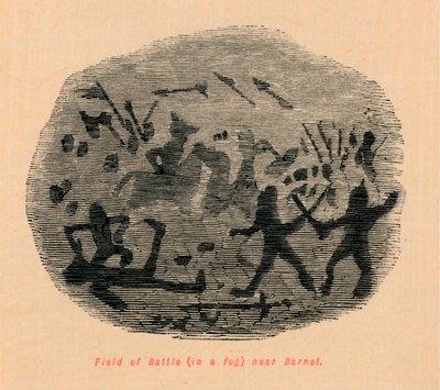 Campo de batalla en una niebla cerca de Barnet de John Leech