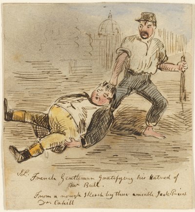 Caballero Francés Satisfaciendo su Odio hacia el Sr. Bull de John Leech