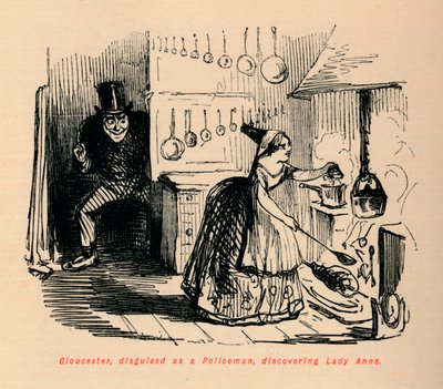 Gloucester, disfrazado de policía, descubriendo a Lady Anne de John Leech