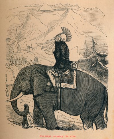 Aníbal cruzando los Alpes, 1852 de John Leech