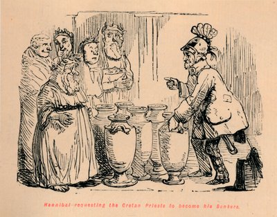 Aníbal solicitando a los sacerdotes cretenses que se conviertan en sus banqueros, 1852 de John Leech