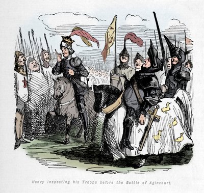 Enrique inspeccionando sus tropas antes de la batalla de Agincourt, c1860 de John Leech