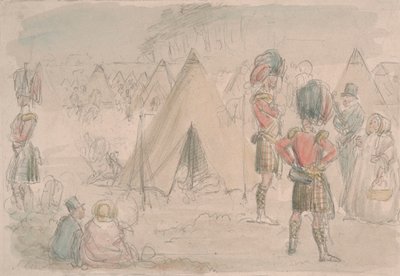 Regimiento Highland en campamento de John Leech