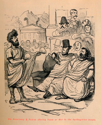 Su Excelencia Q Fabius ofreciendo Paz o Guerra al Senado Cartaginés, 1852 de John Leech