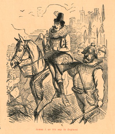 James I en su camino a Inglaterra, 1897 de John Leech