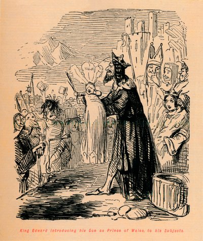 El rey Eduardo presentando a su hijo como Príncipe de Gales a sus súbditos, c. 1860 de John Leech