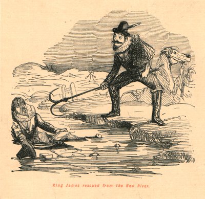 El Rey Jacobo rescatado del Nuevo Río de John Leech