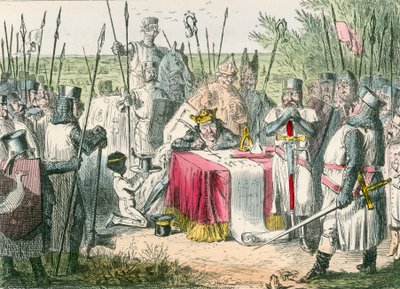 El Rey Juan firmando la Carta Magna de John Leech