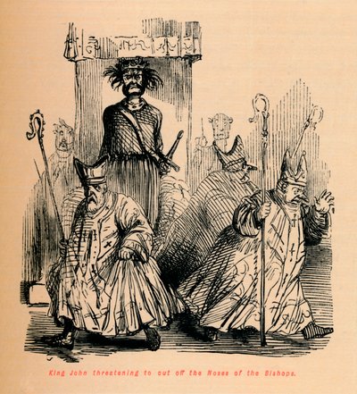 El rey Juan amenazando con cortar las narices de los obispos, c1860 de John Leech