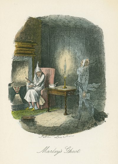 El fantasma de Marley se aparece a Scrooge. Ilustración de John Leech (1817-64) para Cuento de Navidad de Charles Dickens, Londres 1843-1844. de John Leech