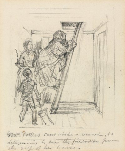 La Sra. Pottles no soporta una multitud de John Leech