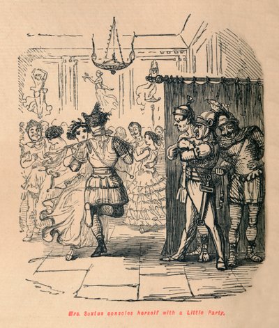 La señora Sextus se consuela con una pequeña fiesta, 1852 de John Leech
