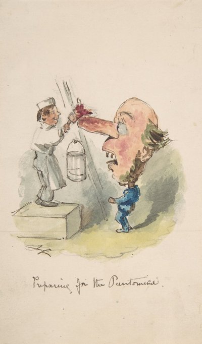 Preparándose para la pantomima de John Leech