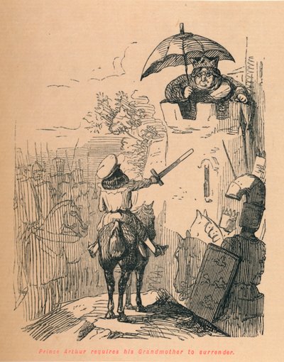 El príncipe Arturo requiere que su abuela se rinda, c1860 de John Leech