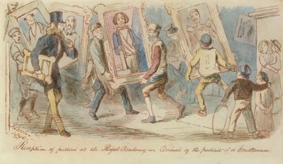 Recepción de cuadros en la Real Academia - Llegada del Retrato de un Caballero de John Leech