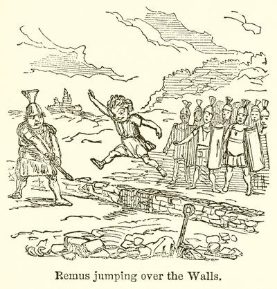 Remo saltando sobre las murallas de John Leech
