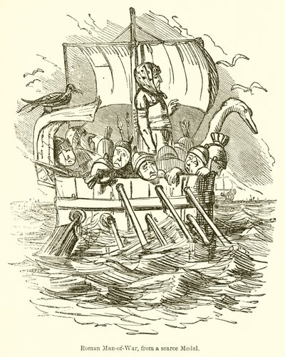 Buque de guerra romano, de una medalla rara de John Leech
