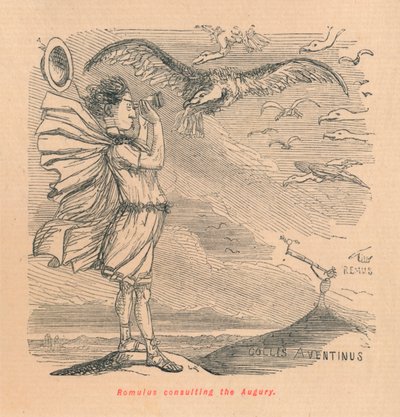 Rómulo consultando el Augurio, 1852 de John Leech