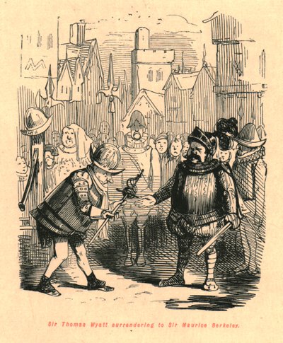 Sir Thomas Wyatt rindiéndose a Sir Maurice Berkeley, 1897 de John Leech