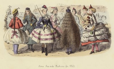 Algunas modas de playa para 1863 de John Leech