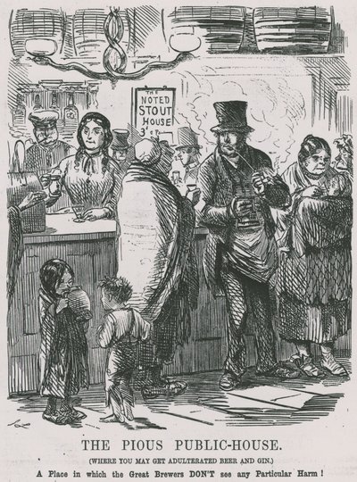 La casa pública piadosa, donde puedes conseguir cerveza y ginebra adulteradas de John Leech