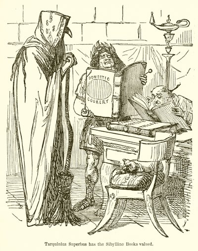Tarquino el Soberbio valora los Libros Sibilinos de John Leech