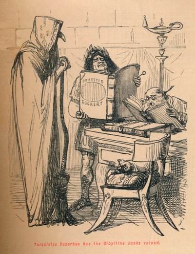 Tarquino el Soberbio valora los Libros Sibilinos, 1852 de John Leech