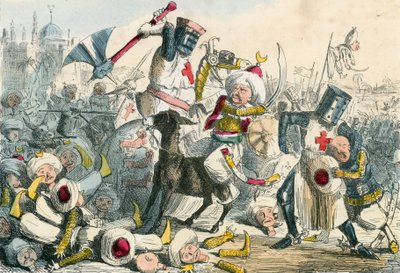 Terrible combate entre Ricardo Corazón de León y Saladino de John Leech