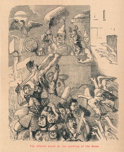 La Ciudadela salvada por el cacareo de los gansos, 1852 de John Leech