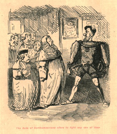 El Duque de Northumberland ofrece pelear con cualquiera de ellos, 1897 de John Leech