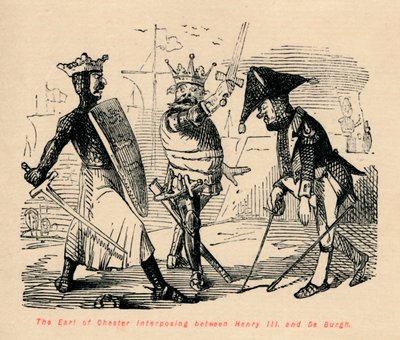El Conde de Chester interponiéndose entre Enrique III y De Burgh, c. 1860 de John Leech