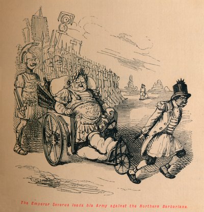 El Emperador Severo Lidera su Ejército contra los Bárbaros del Norte de John Leech