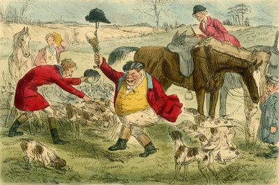 La caza, en el día de El Gato y la Olla de Mostaza, c. 1854 de John Leech