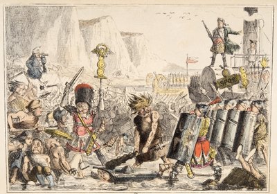 El desembarco de Julio César, de The Comic History of England, pub. 1864 de John Leech