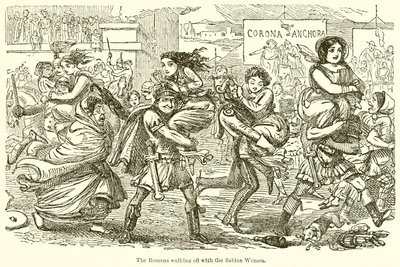 Los romanos llevándose a las mujeres sabinas de John Leech