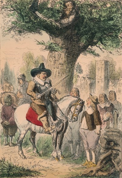 El roble real, la familia Penderell no tiene idea de dónde está Carlos!!!, 1850 de John Leech