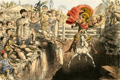 El valiente Curcio saltando en los abismos de John Leech