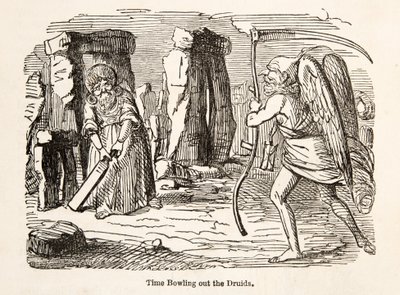 El tiempo expulsando a los druidas, de The Comic History of England, pub. 1864 de John Leech