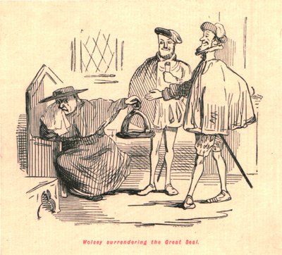 Wolsey entregando el Gran Sello, 1897 de John Leech
