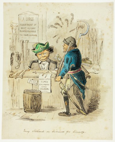 Joven Irlanda en negocios por sí mismo de John Leech