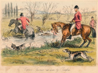 El Capitán Spurrier derribado por Romford, 1865 de John Leech and Hablot Knight Browne